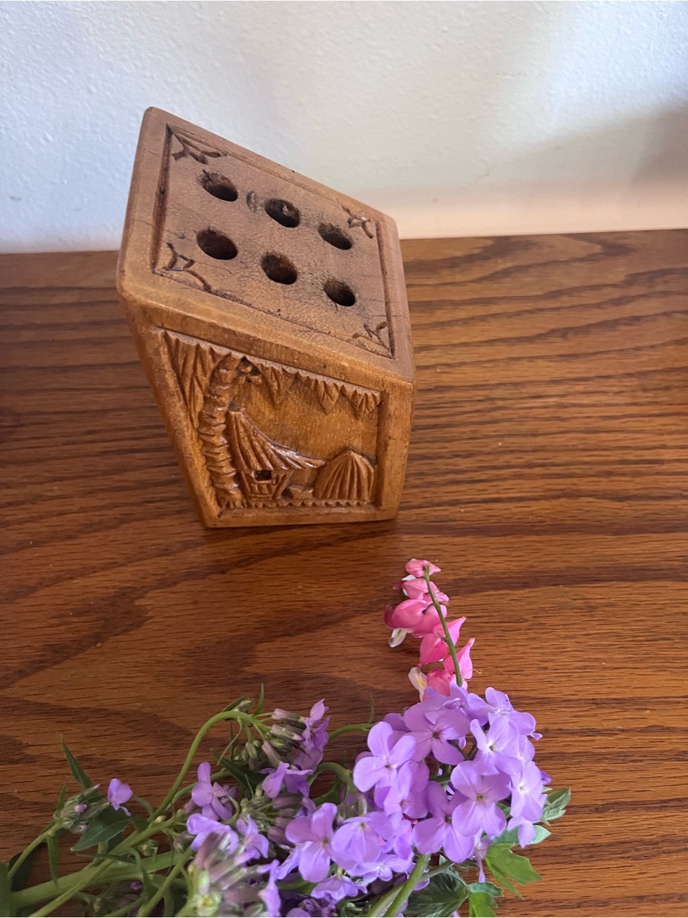 Vintage curved wood block pen holder - Picture 6 of 6